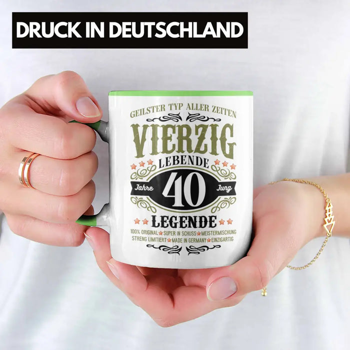 40. Geburtstag Tasse Mann Geschenk 40er Geschenkidee 40 Vater Männer Lustig Geschenke 40 Jahre Alt Streng Limitiert Männer Vater Grün Trendation