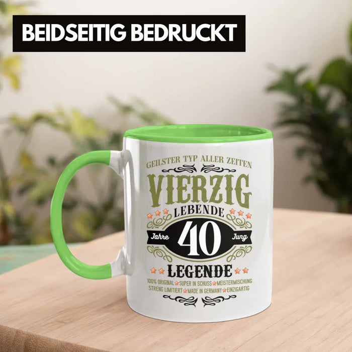 40. Geburtstag Tasse Mann Geschenk 40er Geschenkidee 40 Vater Männer Lustig Geschenke 40 Jahre Alt Streng Limitiert Männer Vater Grün Trendation