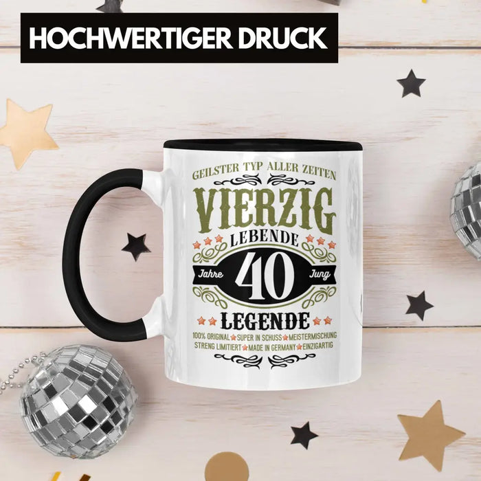 40. Geburtstag Tasse Mann Geschenk 40er Geschenkidee 40 Vater Männer Lustig Geschenke 40 Jahre Alt Streng Limitiert Männer Vater Trendation