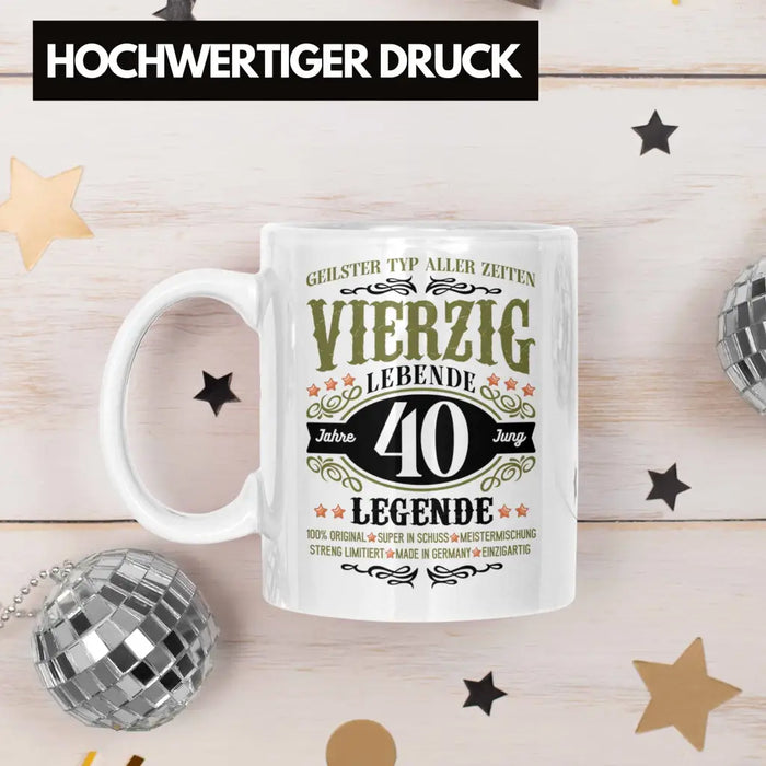40. Geburtstag Tasse Mann Geschenk 40er Geschenkidee 40 Vater Männer Lustig Geschenke 40 Jahre Alt Streng Limitiert Männer Vater Weiß Trendation