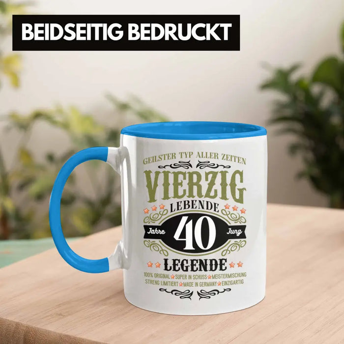 40. Geburtstag Tasse Mann Geschenk 40er Geschenkidee 40 Vater Männer Lustig Geschenke 40 Jahre Alt Streng Limitiert Männer Vater Blau Trendation