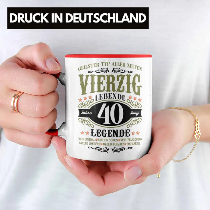 40. Geburtstag Tasse Mann Geschenk 40er Geschenkidee 40 Vater Männer Lustig Geschenke 40 Jahre Alt Streng Limitiert Männer Vater Rot Trendation