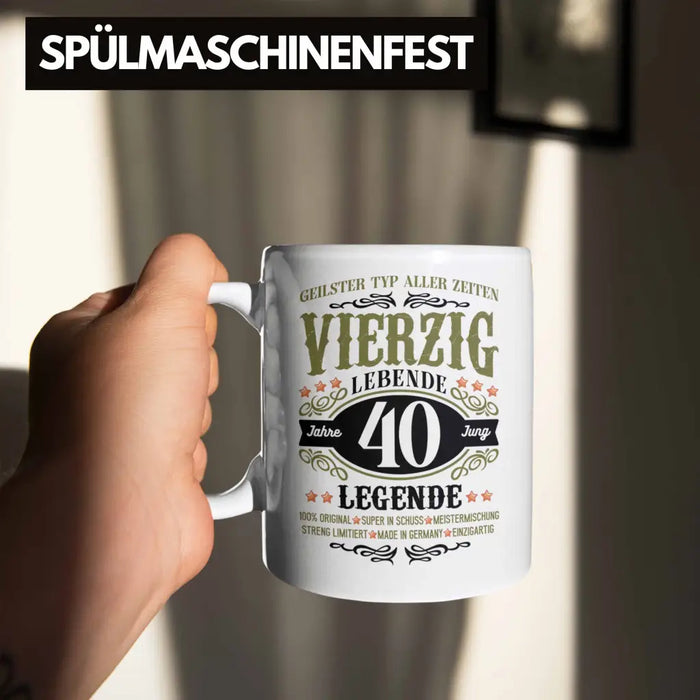 40. Geburtstag Tasse Mann Geschenk 40er Geschenkidee 40 Vater Männer Lustig Geschenke 40 Jahre Alt Streng Limitiert Männer Vater Weiß Trendation
