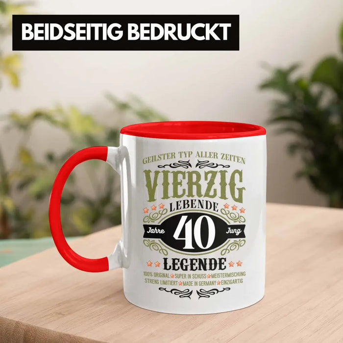 40. Geburtstag Tasse Mann Geschenk 40er Geschenkidee 40 Vater Männer Lustig Geschenke 40 Jahre Alt Streng Limitiert Männer Vater Rot Trendation