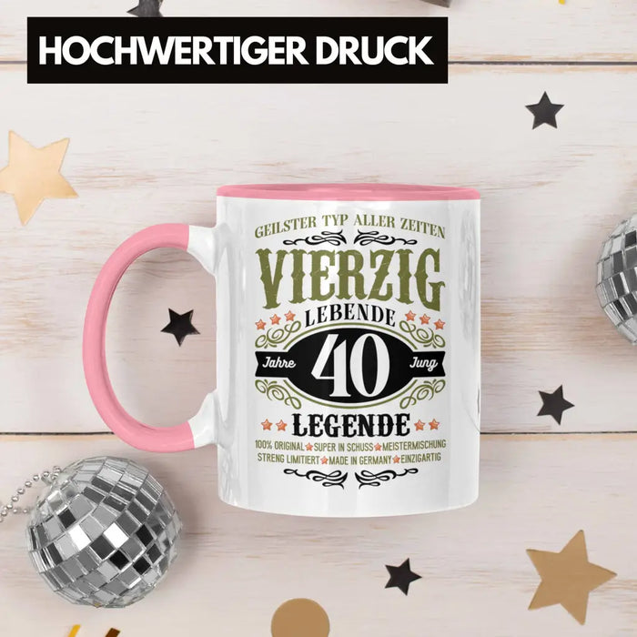 40. Geburtstag Tasse Mann Geschenk 40er Geschenkidee 40 Vater Männer Lustig Geschenke 40 Jahre Alt Streng Limitiert Männer Vater Rosa Trendation