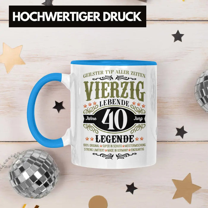 40. Geburtstag Tasse Mann Geschenk 40er Geschenkidee 40 Vater Männer Lustig Geschenke 40 Jahre Alt Streng Limitiert Männer Vater Blau Trendation