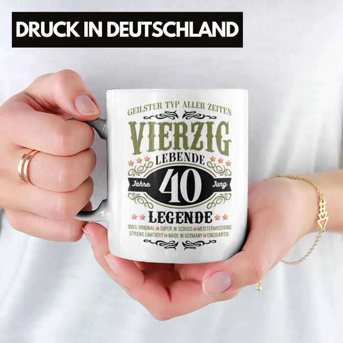 40. Geburtstag Tasse Mann Geschenk 40er Geschenkidee 40 Vater Männer Lustig Geschenke 40 Jahre Alt Streng Limitiert Männer Vater Weiß Trendation