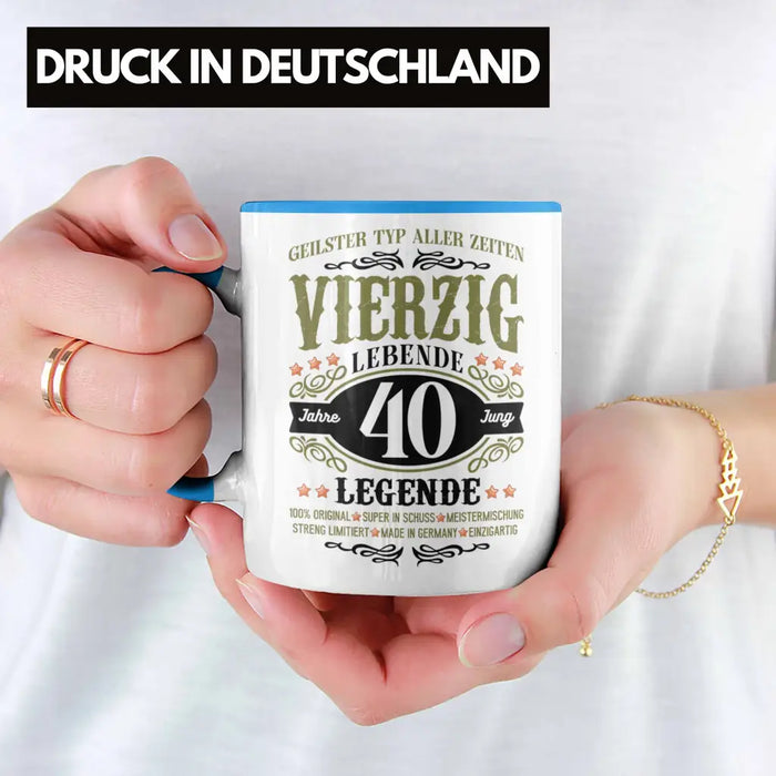 40. Geburtstag Tasse Mann Geschenk 40er Geschenkidee 40 Vater Männer Lustig Geschenke 40 Jahre Alt Streng Limitiert Männer Vater Blau Trendation