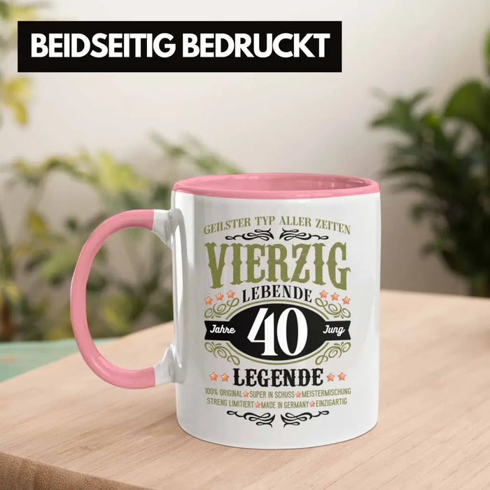 40. Geburtstag Tasse Mann Geschenk 40er Geschenkidee 40 Vater Männer Lustig Geschenke 40 Jahre Alt Streng Limitiert Männer Vater Rosa Trendation