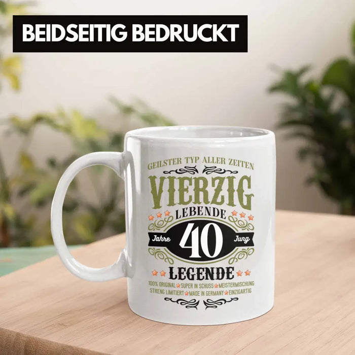 40. Geburtstag Tasse Mann Geschenk 40er Geschenkidee 40 Vater Männer Lustig Geschenke 40 Jahre Alt Streng Limitiert Männer Vater Weiß Trendation