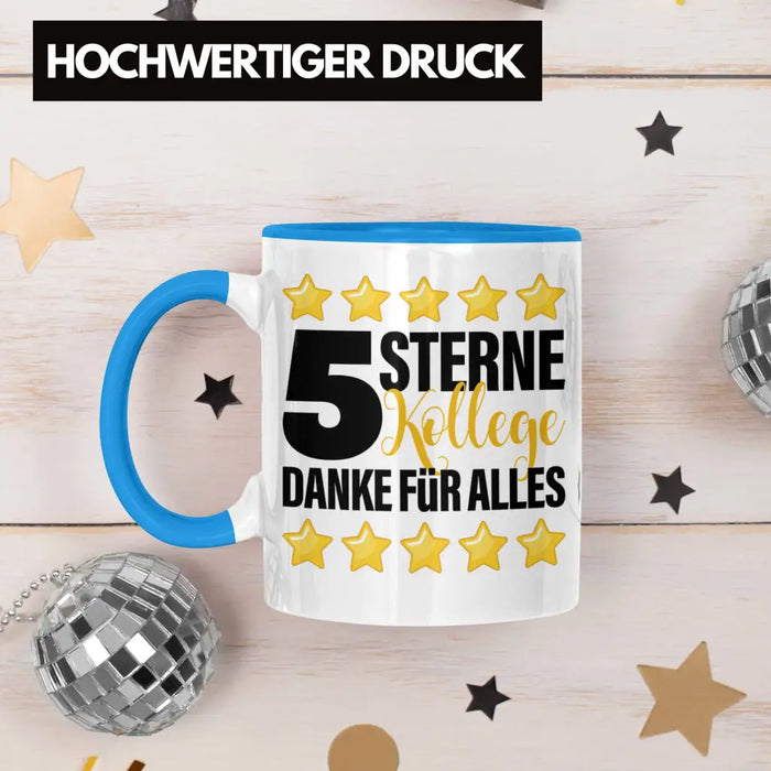 5 Sterne Kollege Tasse Geschenk Bester Kollege Der Welt Geschenkidee Lustiger Spruch Blau Trendation