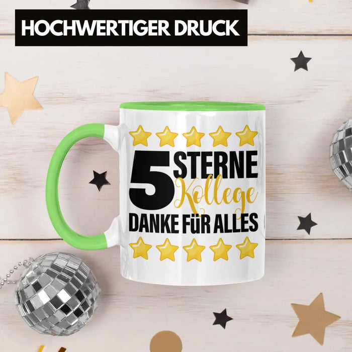 5 Sterne Kollege Tasse Geschenk Bester Kollege Der Welt Geschenkidee Lustiger Spruch Grün Trendation