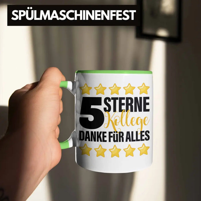 5 Sterne Kollege Tasse Geschenk Bester Kollege Der Welt Geschenkidee Lustiger Spruch Grün Trendation