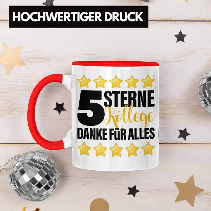 5 Sterne Kollege Tasse Geschenk Bester Kollege Der Welt Geschenkidee Lustiger Spruch Rot Trendation