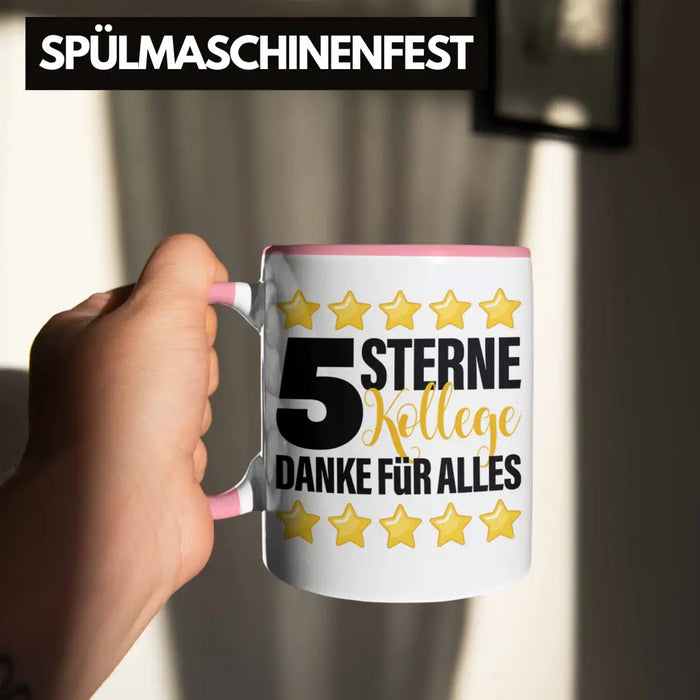 5 Sterne Kollege Tasse Geschenk Bester Kollege Der Welt Geschenkidee Lustiger Spruch Rosa Trendation