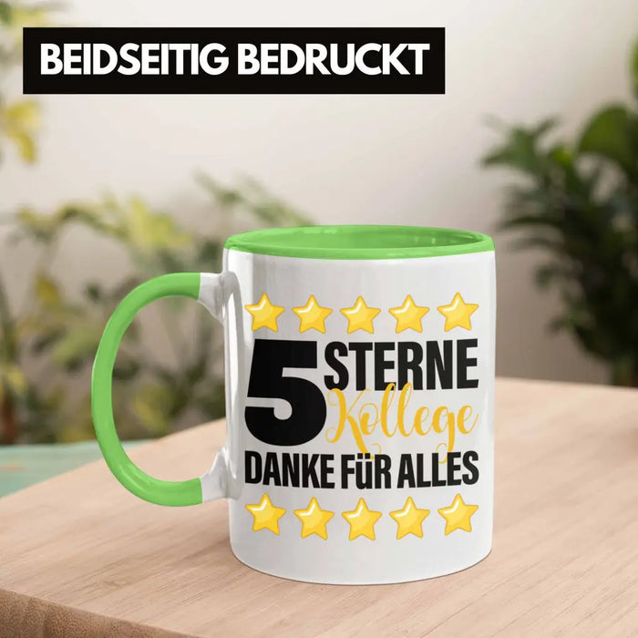 5 Sterne Kollege Tasse Geschenk Bester Kollege Der Welt Geschenkidee Lustiger Spruch Grün Trendation