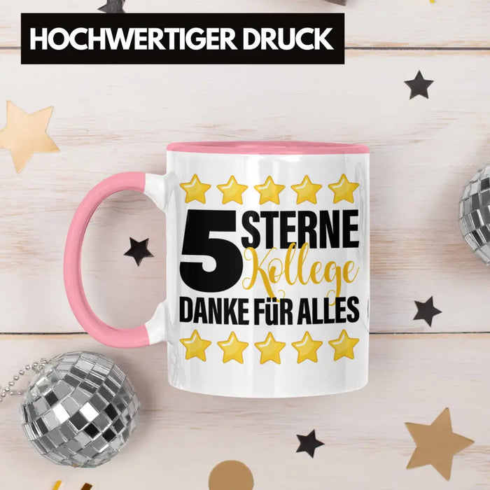 5 Sterne Kollege Tasse Geschenk Bester Kollege Der Welt Geschenkidee Lustiger Spruch Rosa Trendation