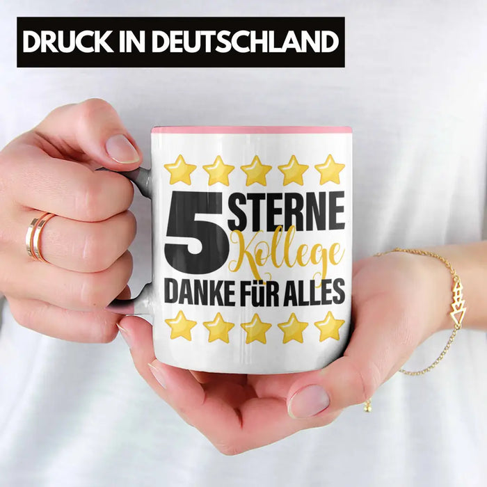 5 Sterne Kollege Tasse Geschenk Bester Kollege Der Welt Geschenkidee Lustiger Spruch Rosa Trendation