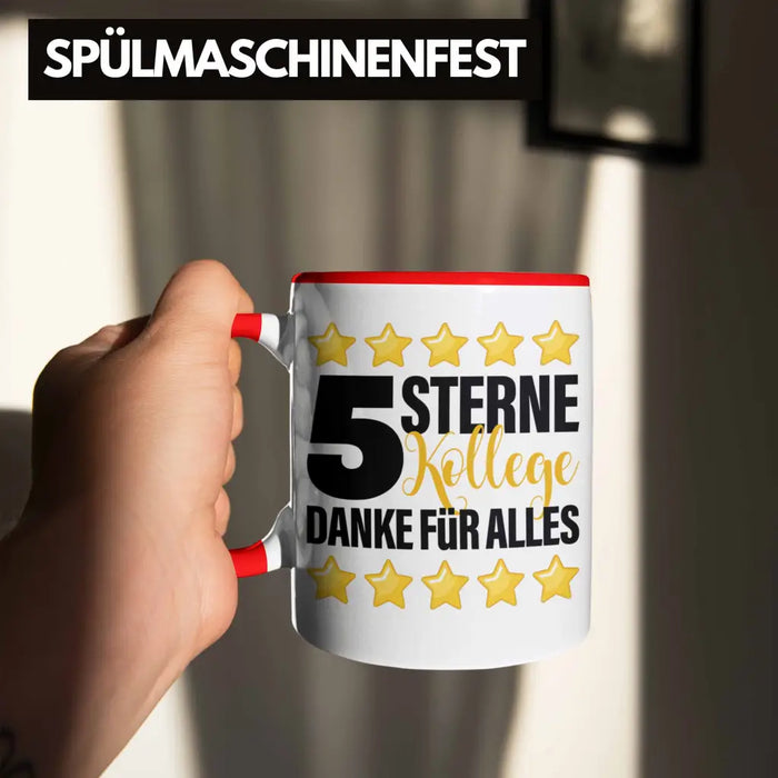 5 Sterne Kollege Tasse Geschenk Bester Kollege Der Welt Geschenkidee Lustiger Spruch Rot Trendation