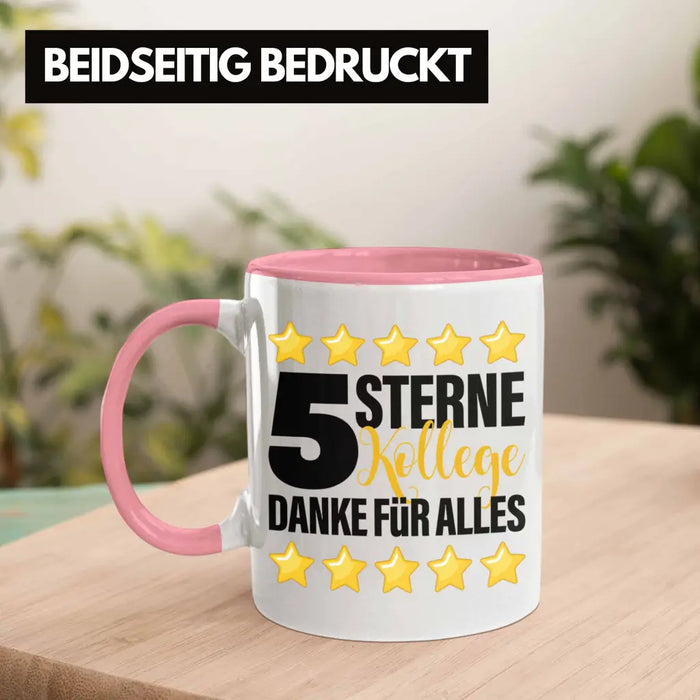 5 Sterne Kollege Tasse Geschenk Bester Kollege Der Welt Geschenkidee Lustiger Spruch Rosa Trendation