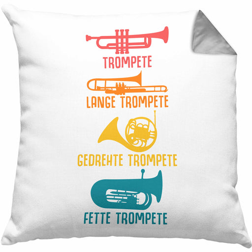 Arten Von Trompeten Geschenk Kissen mit Füllung 40x40 Trompetenspieler Geschenkidee Männer (Grau) Grau Trendation