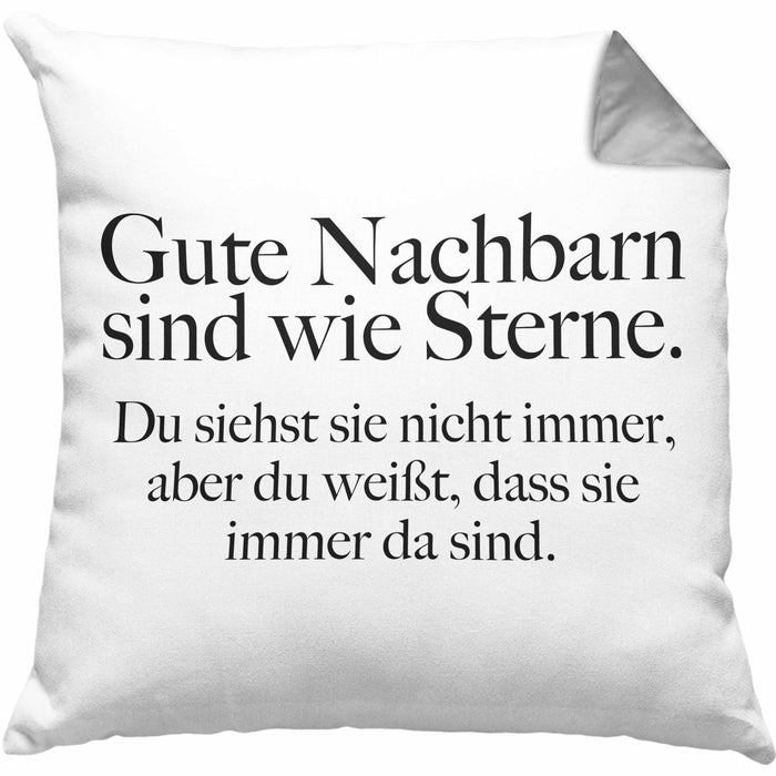 Nachbarn Abschied Geschenk Kissen mit Füllung 40x40 Abschiedsgeschenk Nachbarin Nachbar Bester Nachbar Gute Nachbarn (Grau) Grau Trendation