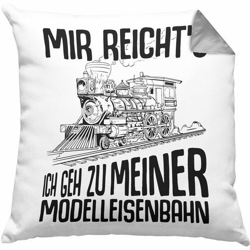Mir Reichts Ich Geh Zu Meiner Modelleisenbahn Kissen mit Füllung 40x40 Geschenk Eisenbahner Lokführer Spruch Lokomotive Geschenkidee Eisenbahn (Grau) Grau Trendation