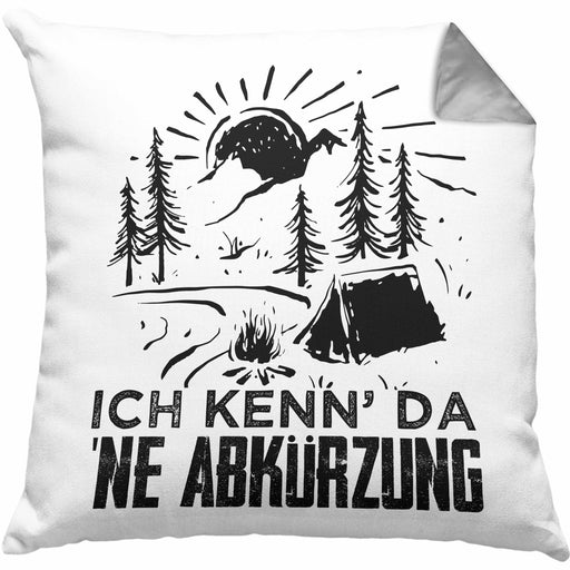 Wandern Kissen mit Füllung 40x40 Geschenk Wandern Ich Kenn Da Ne Abkürzung Geschenkidee Berge Alpen Geschenke (Grau) Grau Trendation