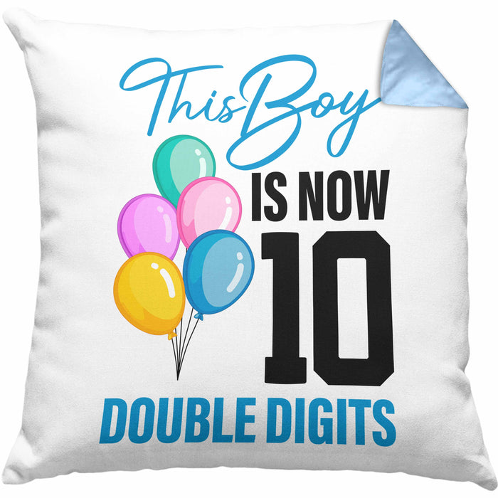 10 Geburtstag Junge Jungen Geschenke Kissen mit Füllung 40x40 10er Geburtstag 10 Jahre Alt Geschenkidee Lustig (Grau) Blau Trendation