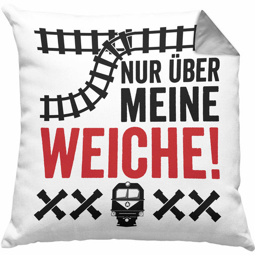 Bahnfahrer Lokführer Kissen mit Füllung 40x40 Geschenk Nur Über Meine Weiche Geschenkidee Eisenbahner (Grau) Grau Trendation