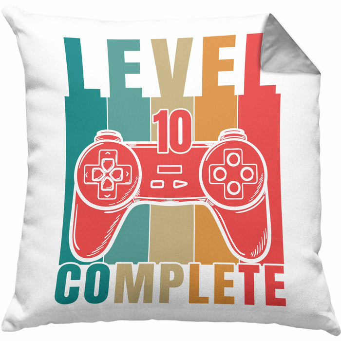 10. Geburtstag Junge Lustige Gamer Kissen mit Füllung 40x40 Zocker Geschenk Gamer Gamergirl Geschenkidee Geburtstag 10er Geburtstag (Grau) Grau Trendation