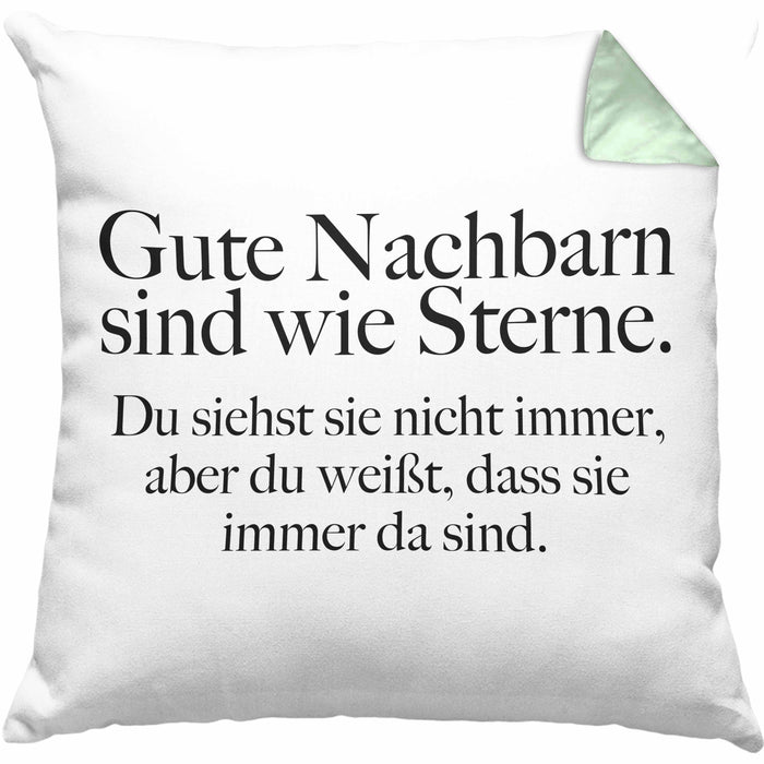 Nachbarn Abschied Geschenk Kissen mit Füllung 40x40 Abschiedsgeschenk Nachbarin Nachbar Bester Nachbar Gute Nachbarn (Grau) Grün Trendation