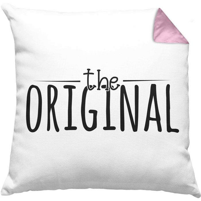 The Original Kissen mit Füllung 40x40 Geschenk Partner-Kissen mit Füllung 40x40 Geschwister (Grau) Rosa Trendation