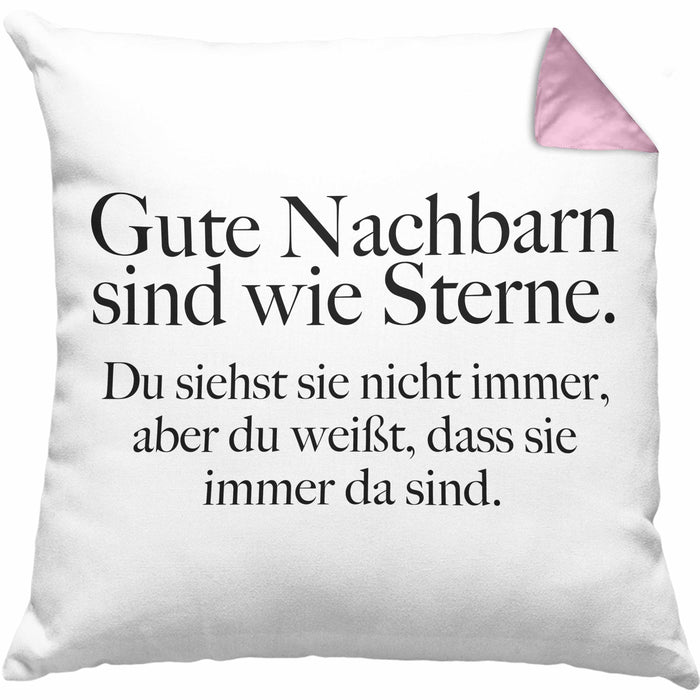 Nachbarn Abschied Geschenk Kissen mit Füllung 40x40 Abschiedsgeschenk Nachbarin Nachbar Bester Nachbar Gute Nachbarn (Grau) Rosa Trendation