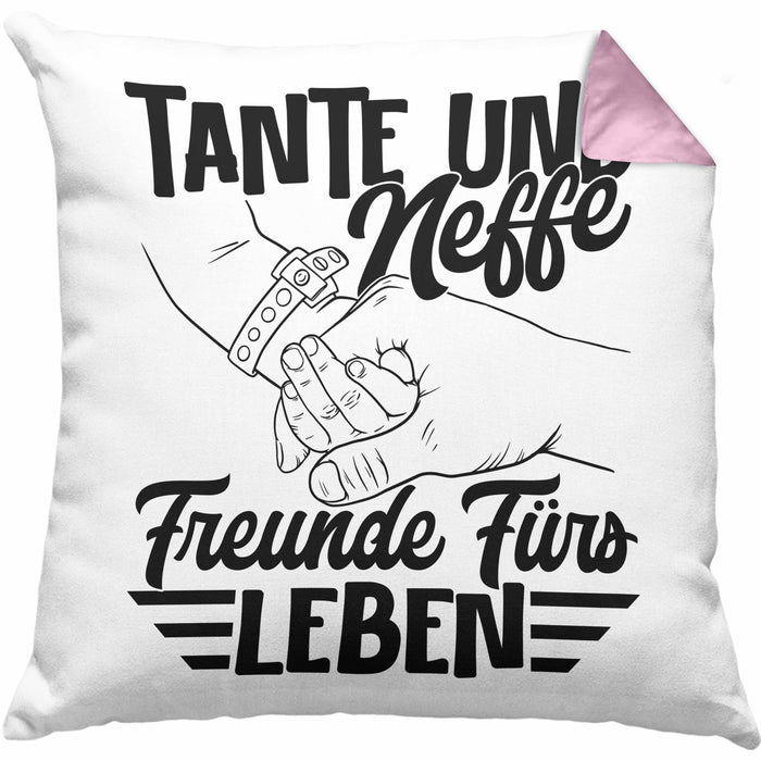 Tante Und Neffe Freunde Fürs Leben Kissen mit Füllung 40x40 Geschenk für Neffen Tante (Grau) Rosa Trendation