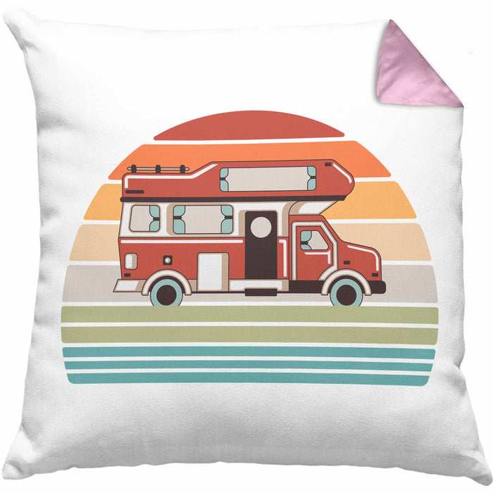 Wohnwagen Camper Kissen mit Füllung 40x40 Geschenke Wohnmobil für Männer Campingwagen Geschenkidee Zubehör Camping Opa Oma Rentner Lustig Grafik (Grau) Rosa Trendation