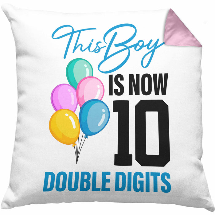 10 Geburtstag Junge Jungen Geschenke Kissen mit Füllung 40x40 10er Geburtstag 10 Jahre Alt Geschenkidee Lustig (Grau) Rosa Trendation