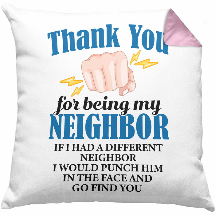 Bester Nachbar Geschenk für Nachbarn Kissen mit Füllung 40x40 Geschenkidee Beste Nachbarn der Welt (Grau) Rosa Trendation