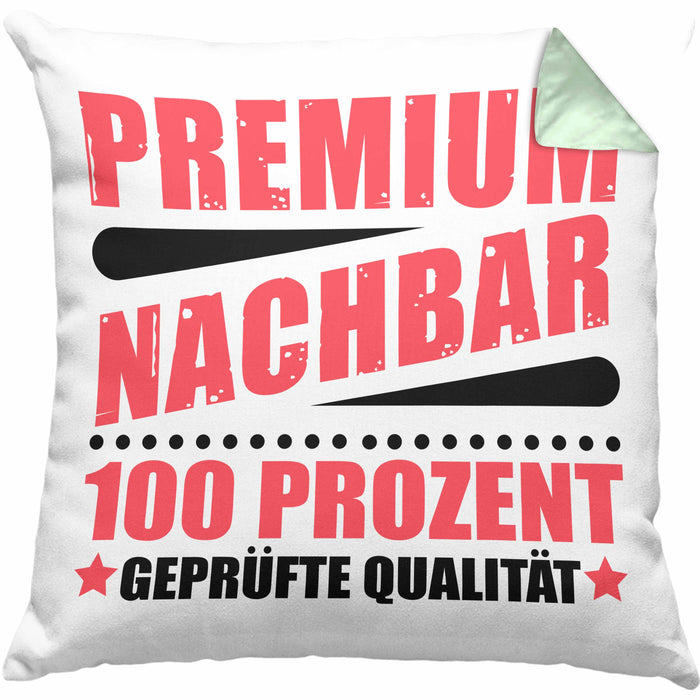 Premium Nachbar Kissen mit Füllung 40x40 Geschenk Bester Nachbar Geschenkidee Nachbarn (Grau) Grün Trendation
