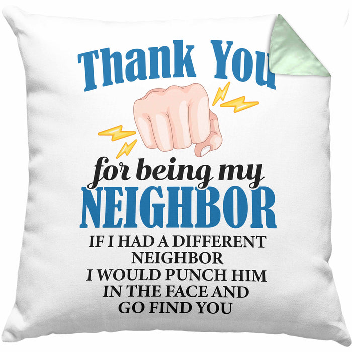 Bester Nachbar Geschenk für Nachbarn Kissen mit Füllung 40x40 Geschenkidee Beste Nachbarn der Welt (Grau) Grün Trendation