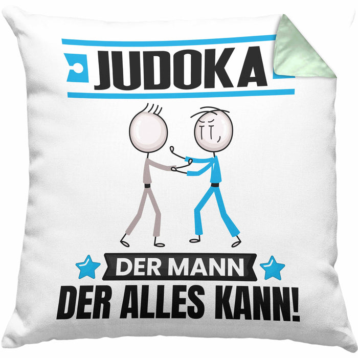 Judoka Kissen mit Füllung 40x40 Geschenk für Judoka Der Mann Der Alles Kann Geschenkidee zum Geburtstag (Grau) Grün Trendation