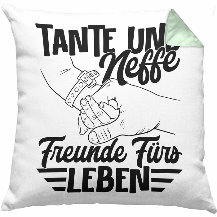Tante Und Neffe Freunde Fürs Leben Kissen mit Füllung 40x40 Geschenk für Neffen Tante (Grau) Grün Trendation