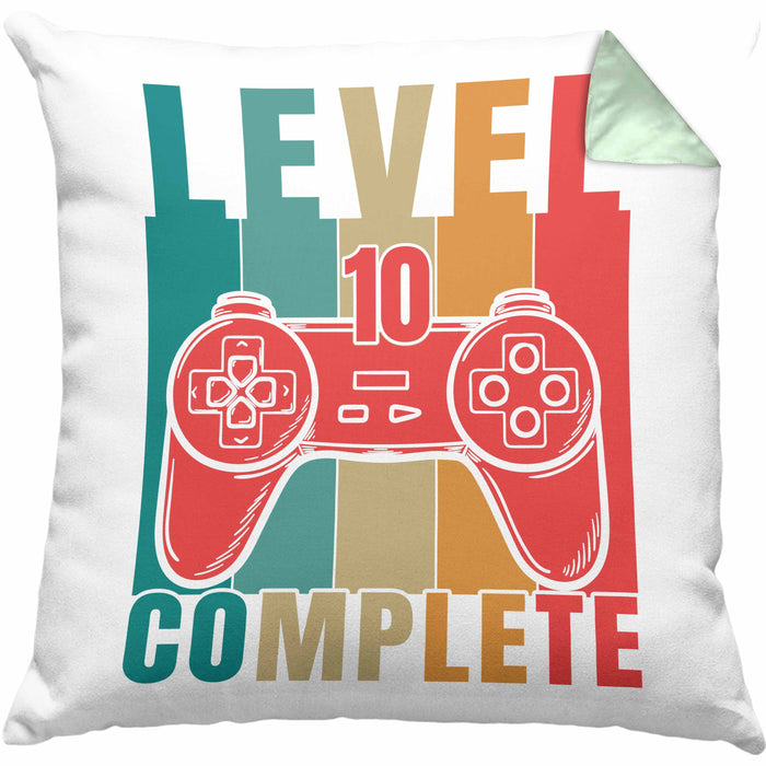 10. Geburtstag Junge Lustige Gamer Kissen mit Füllung 40x40 Zocker Geschenk Gamer Gamergirl Geschenkidee Geburtstag 10er Geburtstag (Grau) Grün Trendation