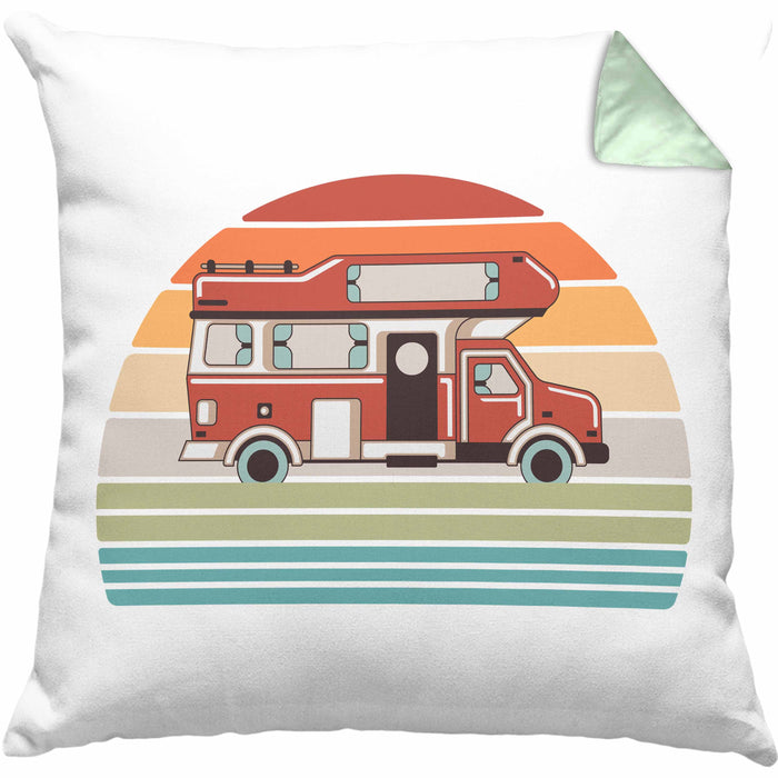Wohnwagen Camper Kissen mit Füllung 40x40 Geschenke Wohnmobil für Männer Campingwagen Geschenkidee Zubehör Camping Opa Oma Rentner Lustig Grafik (Grau) Grün Trendation
