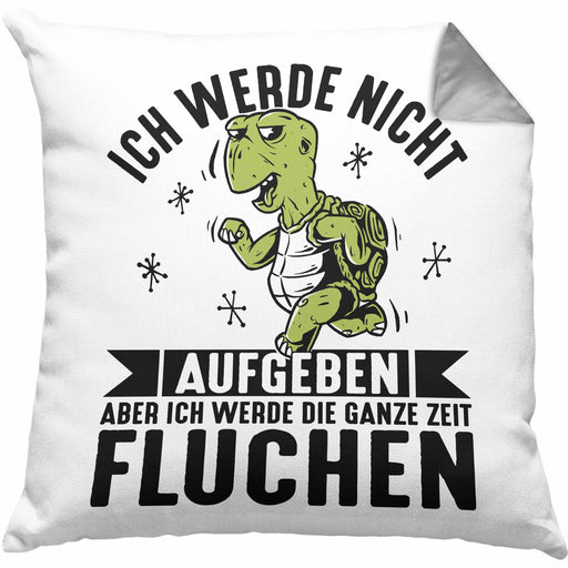 Wandern Kissen mit Füllung 40x40 Geschenk Ich Werde Nicht Aufgeben Aber Die Ganze Zeit Fluchen Wandern Geschenkidee Schildkröte (Grau) Grau Trendation