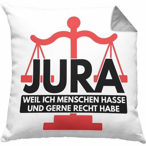 Jura Kissen mit Füllung 40x40 Geschenk Spruch Jurist Geschenkidee Anwalt Jura-Studium Lustige Sprüche Weil Ich Menschen Hasse (Grau) Grau Trendation
