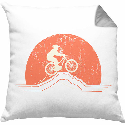 Moutainbike Geschenk Kissen mit Füllung 40x40 Mountainbiker Geschenkidee Kinder Männer Accessories Grafik MTB Berge (Grau) Grau Trendation