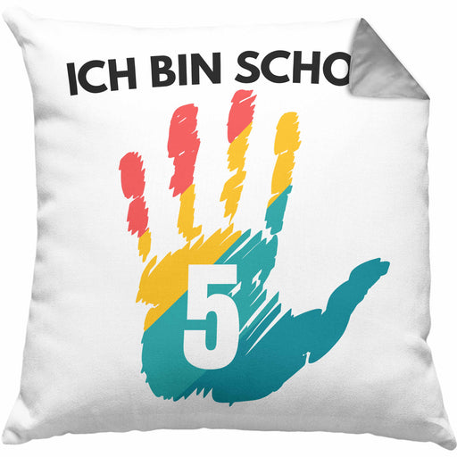 Ich Bin Schon 5 Kissen mit Füllung 40x40 Geschenk 5-Jähriger Junge Mädchen Geschenkidee (Grau) Grau Trendation