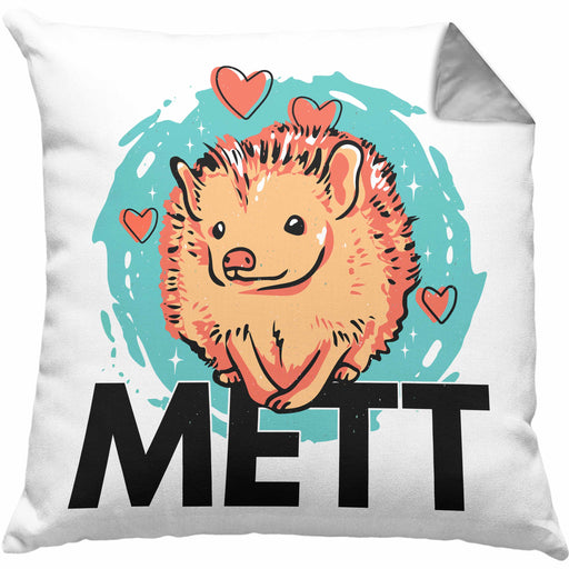 Mettigel Mettbrötchen Kissen mit Füllung 40x40 Spruch Mett Igel Geschenkidee Metzger Fleischer (Grau) Grau Trendation