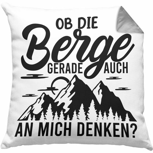 Wandern Kissen mit Füllung 40x40 Geschenk Wandern Ob Die Berge Auch An Mich Denken Geschenkidee Berge Alpen Geschenke (Grau) Grau Trendation